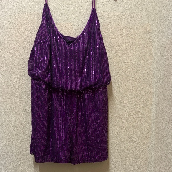 double crazy Pants - Purple Sequin Jumpsuit